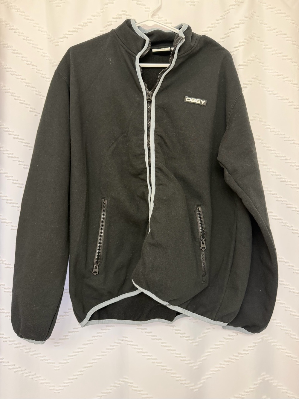 Obey Black Lightweight Zip Jacket with Contrast Trim